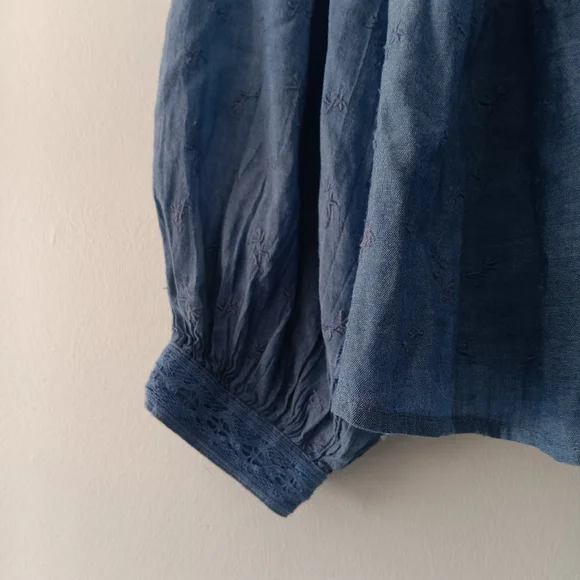 Old Navy Cottagecore Blue Long Sleeve Button Up Shirt L - Picture 4 of 8